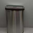 BestOffice | 13 Gallon Trash Can with Lid | Automatic Touchless Garbage Can | Odor Control | Modern Oval Design | Easy to Clean | Stainless Steel | Fits Any Kitchen, Bathroom, Office or Home