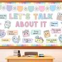 2 x Conversation Starters Bulletin Board Set Pastel Talk About Social-Emotional Communication Bulletin Board Discussion Learning Paper Cuts Back to School Party Motivational Classroom Chalkboard Decor