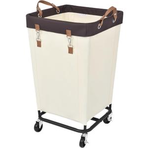 StorageWorks 160L Laundry Basket with Wheels, Large Rolling Hampers for Clothing Organizer, Dirty Clothes Basket for Hotel, Home, Closet, Dorm, Beige