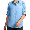 Womens Sun Protection Fishing Shirt with Zipper Pockets Lightweight SPF Long Sleeve Shirts for Hiking Safari Bright Blue XL