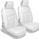 MotorBox Classic Faux Leather Front Seat Covers  2-Piece Set for Cars, Trucks & SUVs  Semi-Universal Fit, Napa Style Cushion with Interior Protector  Stylish, Durable, Easy to Install