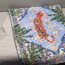 Oriental Tropical Kitchen Runner Rug 2x5 Washable, Thin Stain Resistant Blue Boho Bathroom Runner Rug for Hallway Entryway Bedroom Laundry, Vintage Abstract Hippie Botanical Long Carpet