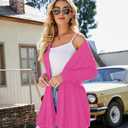 Uvog Women's Draped Front Open Cardigan Casual Long Sleeve Lightweight Cardigans Sweaters Duster (Pink, L)