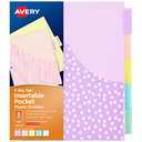 Avery Dividers for 3 Ring Binders, 5 Tab Plastic Binder Dividers, Pockets, Insertable Big Tabs, Pastel Classic Designs, Expands Beyond Sheet Protectors, 2 Set (07714)