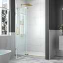 44-48" W x 70" H Frameless Pivot Shower Door, 5/16"(8mm) Clear SGCC Tempered Glass Shower Doors, Brushed Gold Hinged Shower Glass Door, Reversible Installation