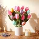 Canlierr Easter Decoration Artificial Easter Tulip and Egg in Pot 12" Tall Potted Spring Tulip Flower Decor for Table Centerpiece Mantel Party Gift(Pink)