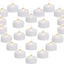 KOABY 12/24/50 Pack Tea Lights with Timer, Auto-On 6 Hours and Off 18 Hours in 24 Hours Cycle, Flameless Flickering Battery Operated Tea Lights with Timer(24 Pack, Warm White)