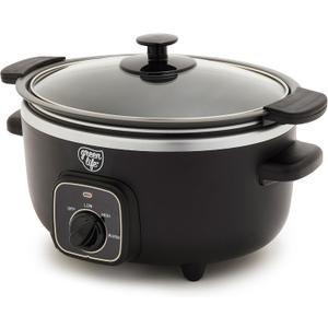 GreenLife 3.5QT Slow Cooker, Non-Toxic PFAS-Free Ceramic Nonstick Removable Interior Bowl, Programmable, Keep Warm, Stovetop & Oven Safe, Dishwasher Safe Parts, Glass Lid, Black