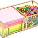 Glass Sticky Note Holder,2 Slots Gold Post It Note Dispenser for Desk,3 x 3 Inch Post It Note Holder, Stylish Sticky Note Dispenser for Home Office Desk Table Drawer
