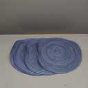 SHACOS Round Braided Placemats Set of 4 Dining Table Placemats 15 inch Circle Place Mats Easy to Clean Table Mats Indoor Outdoor, Blue Gray