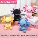 Milaflora 4Pack Axolotl Crochet Kit for Beginners Adults, DIY Crochet Animal Kit with Step-by-Step Video Tutorials, Crocheting Kits for Starters, Beginner Crochet Kit for Adults