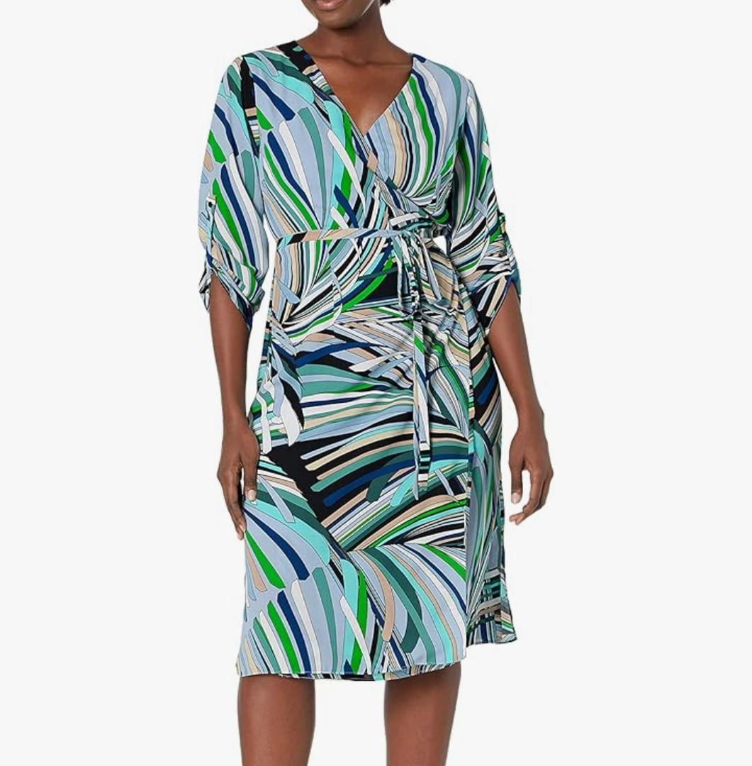 Anne Klein Plus-Size Flutter Sleeve Printed Wrap Dress 3X