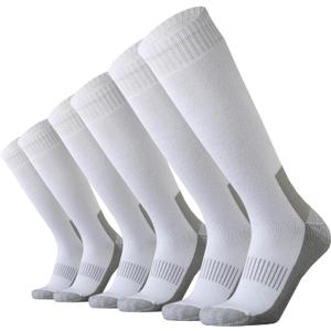 SoxDaddy Men's Cotton Full Cushion Over the Calf Socks Knee High Socks Tube Team Sports Socks for Men 3 Pairs (13-15 Big Tall, White)