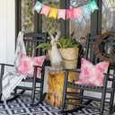 RABUSOFA Easter Pillow Covers 18x18 inch Set of 2 Easter Decorations for Home Pink Rabbit Throw Pillows for Bedroom Sofa Holiday Festivals Home Decor