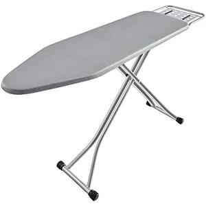 BKTD Ironing Board, Heat Resistant Cover Iron Board with Steam Rest, Non-Slip Foldable Ironing Stand. Heavy Sturdy Metal Frame Legs Iron Stand(13 * 34 * 53 Inches) (Silver Gray)