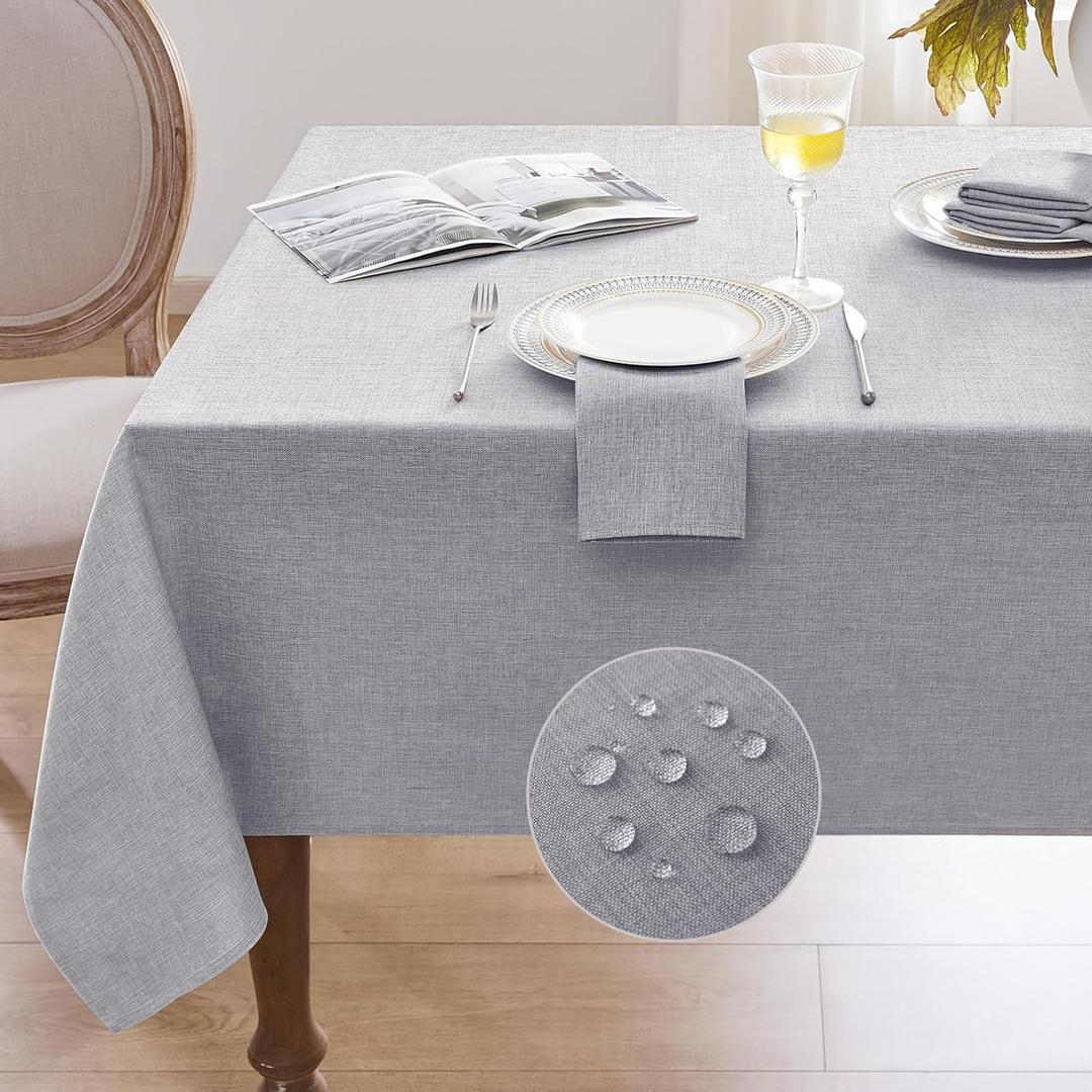 Softalker Tablecloths Rectangular 60x84 inch Linen Textured Table Cloth Outdoor Waterproof, Stain and Wrinkle Resistant, Grey Table Cloths for 6 Foot Rectangle Tables Decor for Party Holiday Birthday
