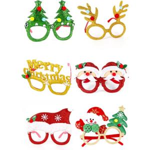 Comelodiant Glitter Christams Party Glasses 6 PCS Novelty Christmas Eyeglasses Party Favors Xmas Costume Photo Prop Accessories