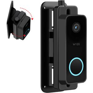 Horizontal Wedge Mount for Wyze Video Doorbell V2/ Pro, Adjustable Mounting Holder Accessories for Apartment Home Office with Better Viewing-No Drill (Black)