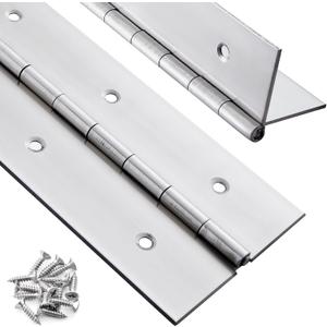  Heavy Duty Piano Hinge 12 Inch x 3 Inch Stainless Steel Continuous & Piano Hinges with Holes, 12" Continuous Hinges for Cabinet, Door, DIY Wood Boxes, 0.060" Leaf Thickness, 3" Open Width