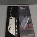 Meat Cleaver Chef Knife with Sheath, 7.7 Inch Butcher Knife with Herb Stripper, Chopping Knife Heavy Duty Bone Cutting, Damascus Pattern Full Tang Wood Handle, Birthday Gift for Men