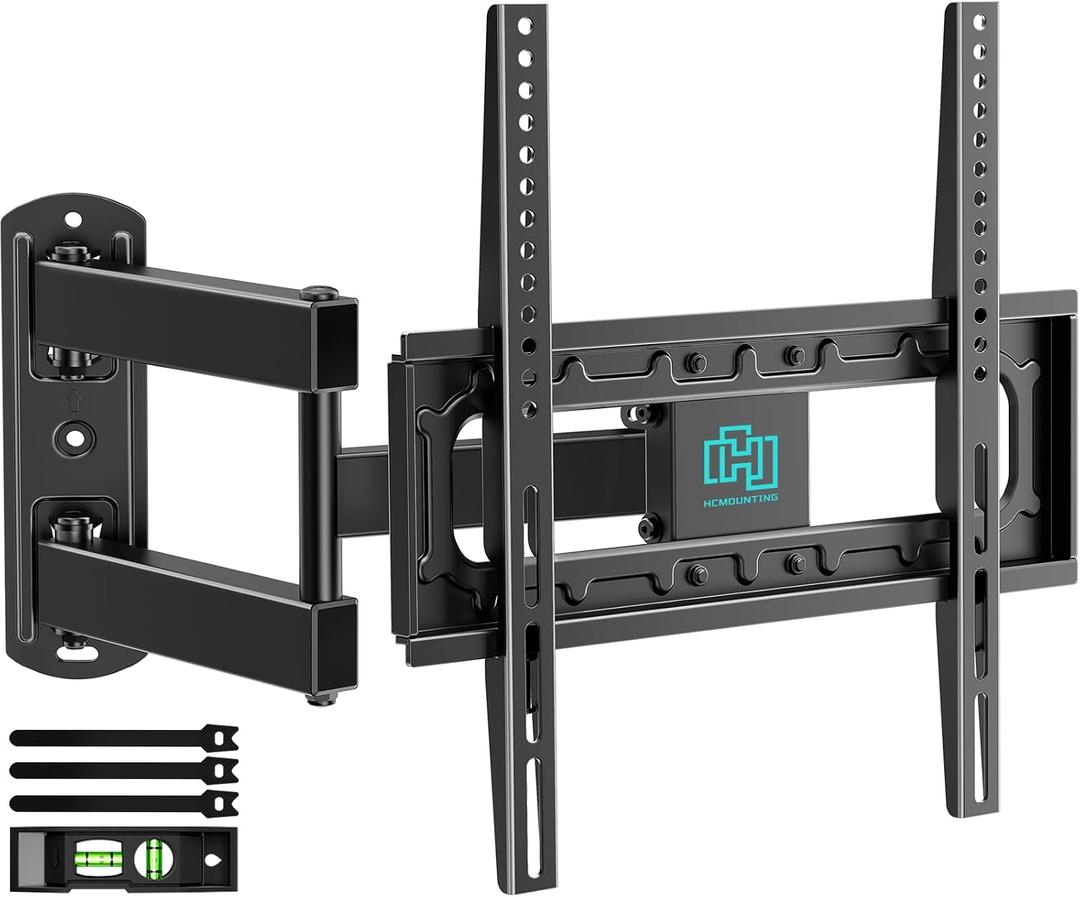 HCMOUNTING Outdoor Full Motion Weatherproof TV Wall Mount for 26-65 inch Flat/Curved TVs up to 88 lbs, Heavy Duty Swivel TV Mount with Single Stud Design,Smooth Extension,Max VESA 400x400mm,HC3402