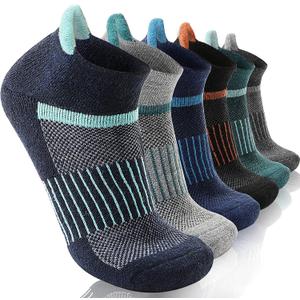 6 Pairs Merino Wool Ankle Running Hiking Socks Compression Support Breathable Thick Cushion No Show Socks for Women Men (Medium, Color Mix)