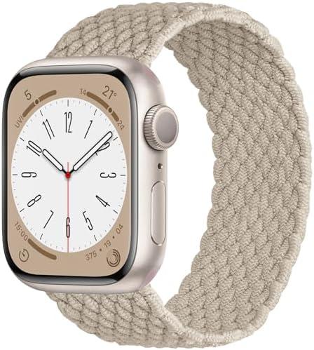 OMECKY Stretchy Braided Solo Loop Compatible with Apple Watch Band Series 9 8 7 6 5 4 3 38mm 40mm 41mm 42mm 44mm 45mm 49mm for Women Men, Cute Nylon Elastic Sport Strap for iWatch SE/Ultra 1/2