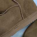 DREAM PAIRS Snow Boots for Women Genuine Suede Faux Fur Lining Water Resistant Anti-Slip Warm Winter Booties Slip On Memory Foam Comfort Ankle Boots FuzzyClassic Low Boots (10, Chestnut)