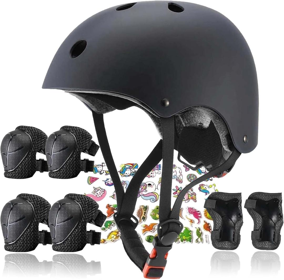 FOOKCIAN Kids Helmet,Toddler Skateboard Helmets for Ages 2-3-5-8-14 Years Boys Girls with Knee and Elbow Pads Wrist Guards fit Roller Skates,Skateboarding,Skating Scooter Adjustable Kids Helmet