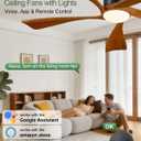 60" Smart Ceiling Fan with Light, Alexa/App/Remote Control 5 Blades Walnut
Dimmable 3CCT, Timer, 6 Speeds, ETL Listed, Reversible DC Motor, Solid Wood Fans, Modern Outdoor Ceiling Fan for Patio Indoor
