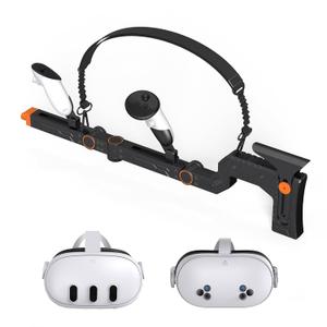 [Ambidextrous Design] VR Gun Stock for Meta Quest 3/Oculus Quest 3S | Side-Loading Magnetic Design | Faster Mag Changes | Precision Angle Adjustment | Adjustable Cheek Rest & Strap | Lightweight for Enhanced FPS Gameplay