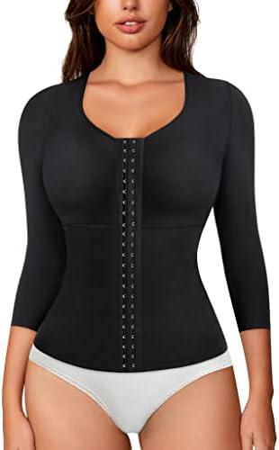 RDSIANE Waist Slimming Girdles Tummy Control Body Shaper Waist Trainer Bodysuit With Arms Compression For Post Surgery (Size M, Black)