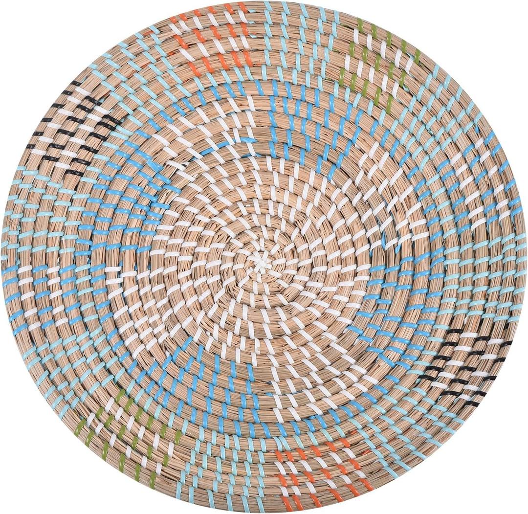 uxcell Wall Basket Decor, Natural Seagrass Rattan Basket Wall Decor, Hanging Woven Flat Basket, Decorative Wall Basket Bohemian Wall Art (35cm - Style 4)