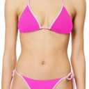 Women Triangle String Bikini Set Color Block Two Piece Brazilian Swimsuit Spaghetti Strap Tie Swimwear (S)