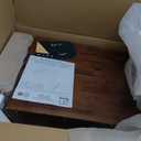 Bme Georgina Solid Wood Mid-Century Modern Side Table with Drawer  Fully Assembled Bedside Table with Rustic Geometric Pattern for Living Room or Bedroom (Walnut)