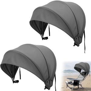 DaisyInner 2 Pcs Beach Chair Umbrella Canopy Extra Large Foldable Chair Sun Shade with Adjustable Clamp for Beach Camping Fishing Lounge Outdoor (Grey)