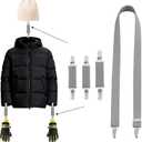 Azarxis Mitten Clips for Toddlers, Kids & Adults  Adjustable Glove Holder, Elastic Winter Hat Grip, Steel Sweater Fastener (Gray - 4 Pack)