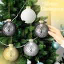 Soaoo 4 Pcs 4 Inch Large Neutral Glass Christmas Ball Ornament Metallic Textured Christmas Tree Decoration Beaded Glass Ball Ornaments Xmas Hanging Decor for Home Fireplace Mantel Wall Party Decor