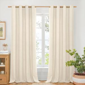 BGment Linen Curtains for Living Room 90 Inch Length 2 Panels Set, Light Filtering No See Through Burlap Window Treatments Sheer with Grommet Farmhouse Decor for Bedroom, Each 52 Inch Wide, 52"W x 90"L (Pack of 2), Linen