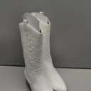 DREAM PAIRS Women's Cowboy Boots Pull On Cowgirl Boots Mid Calf Western Boots,  (6.5, White)