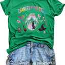 T-BANGELY Musical Shirt Women Witch T Shirt Changed for Good Tee Musical Movie Graphic Shirt Magical Kingdom Short Sleeve Tops, S, Green