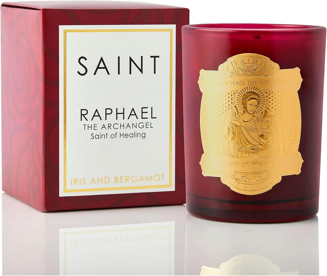 SAINT Raphael The Archangel Scented Candle with Prayer and Prayer Coin, Saint of Healing, Soy Coconut Aromatherapy Candle with 80 Hour Burn Time, Special Edition