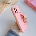 NITITOP Compatible with iPhone 13 Pro Case Cute Simple Design Stylish Enhanced Camera Protection with Wrist Adjustable Hand Strap Kickstand Grip Holder Touch Soft Protective Cover - Pink