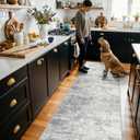 HY HAOYUNLAI Abstract 2x8 Runner: Washable Non-Slip 8ft Hallway Carpet Stain-Resistant Laundry Room Kitchen Area Rug Throw Entryway Foyer Mat Soft Living Room Bedroom Beside Runner Rug(2x8,Light/Grey)