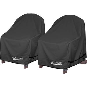 ULTCOVER Waterproof Patio Adirondack Chair Cover 2 Pack for Outdoor Chair Size Upto 32x34x34 (H) inch, Black