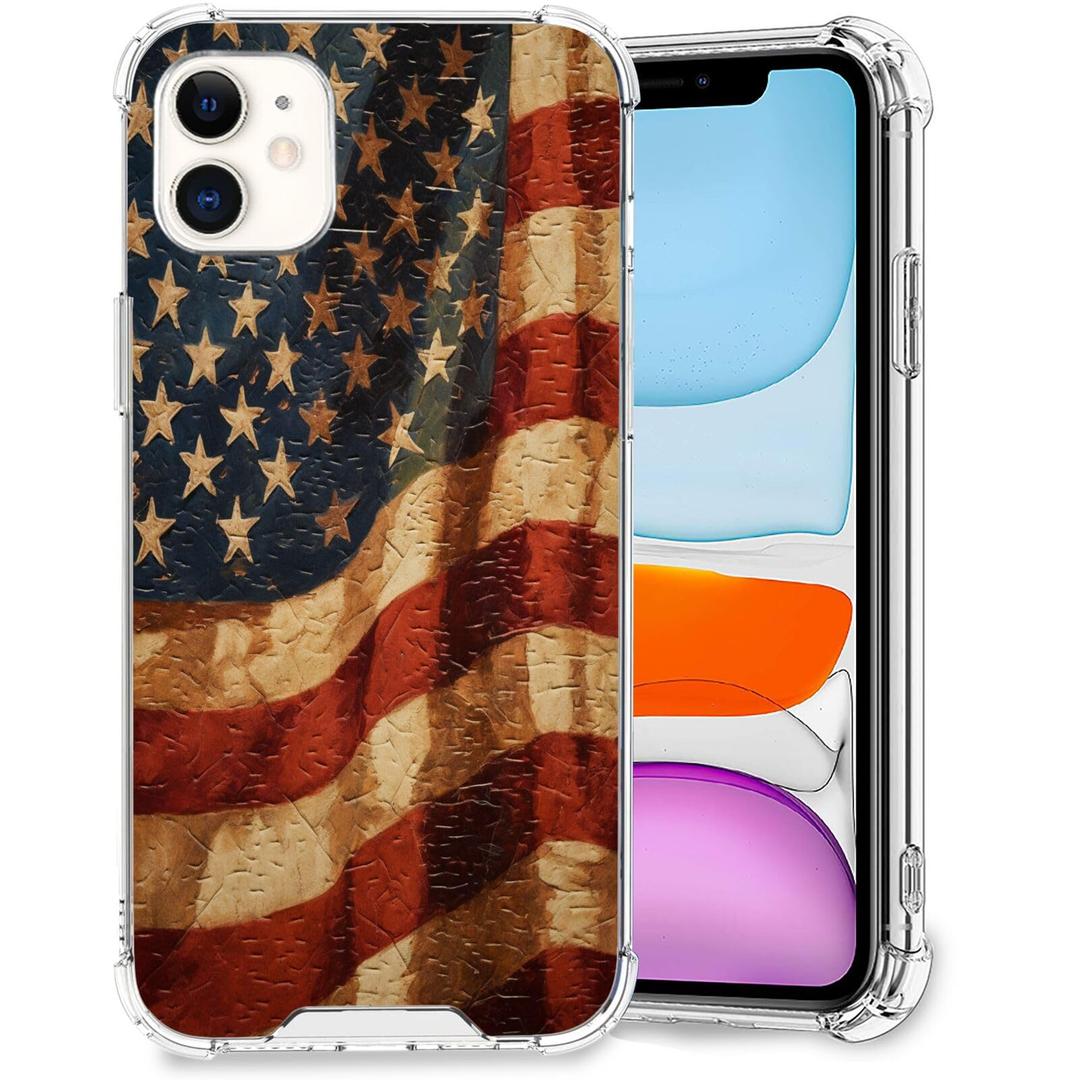 ZHONGWEI Clear Phone Case Compatible with iPhone 11 with American Flag-Art cc124 - Sleek Protection with Style and Durability for Any Smartphone Model.