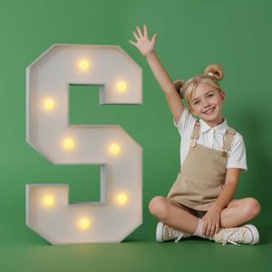 2.3FT Marquee Letters S Large Light Up Letters Cool White Big Foam Cardboard Graduations Prom Marry Me Wedding Birthday Party Decorations Backdrop Sign S
