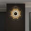 Large Gold Starburst Wall Clcok with Light for Living Room Decor, 24 Inch