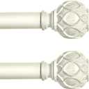 HTZON White Curtain Rods for Windows 2 Pack:Farmhouse Boho Decorative Curtain Rod for Bedroom Living Room, Heavy Duty Adjustable Rustic Drapery Rods with Vintage Coastal Finials, Antique White 18-45"