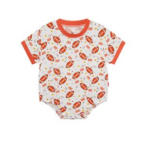 EASWEET Baby Boy Romper Soft Bamboo-derived Viscose Short Sleeve Baby Boy Bodysuit, Rugby, 18-24 Months